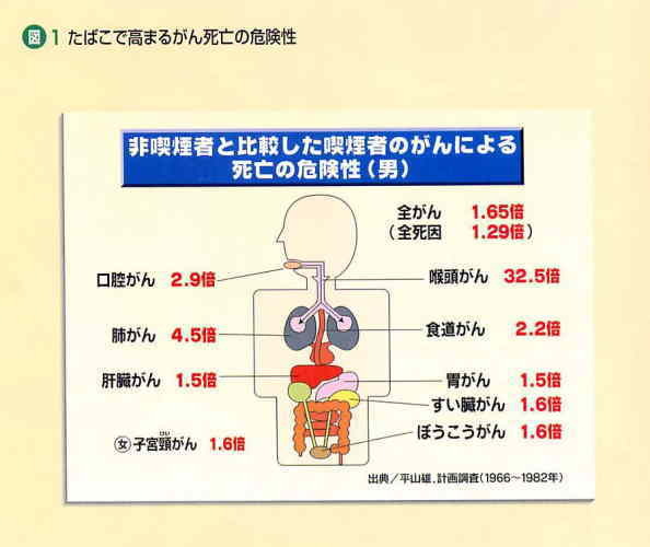 たばこで高まるがん死亡の危険性